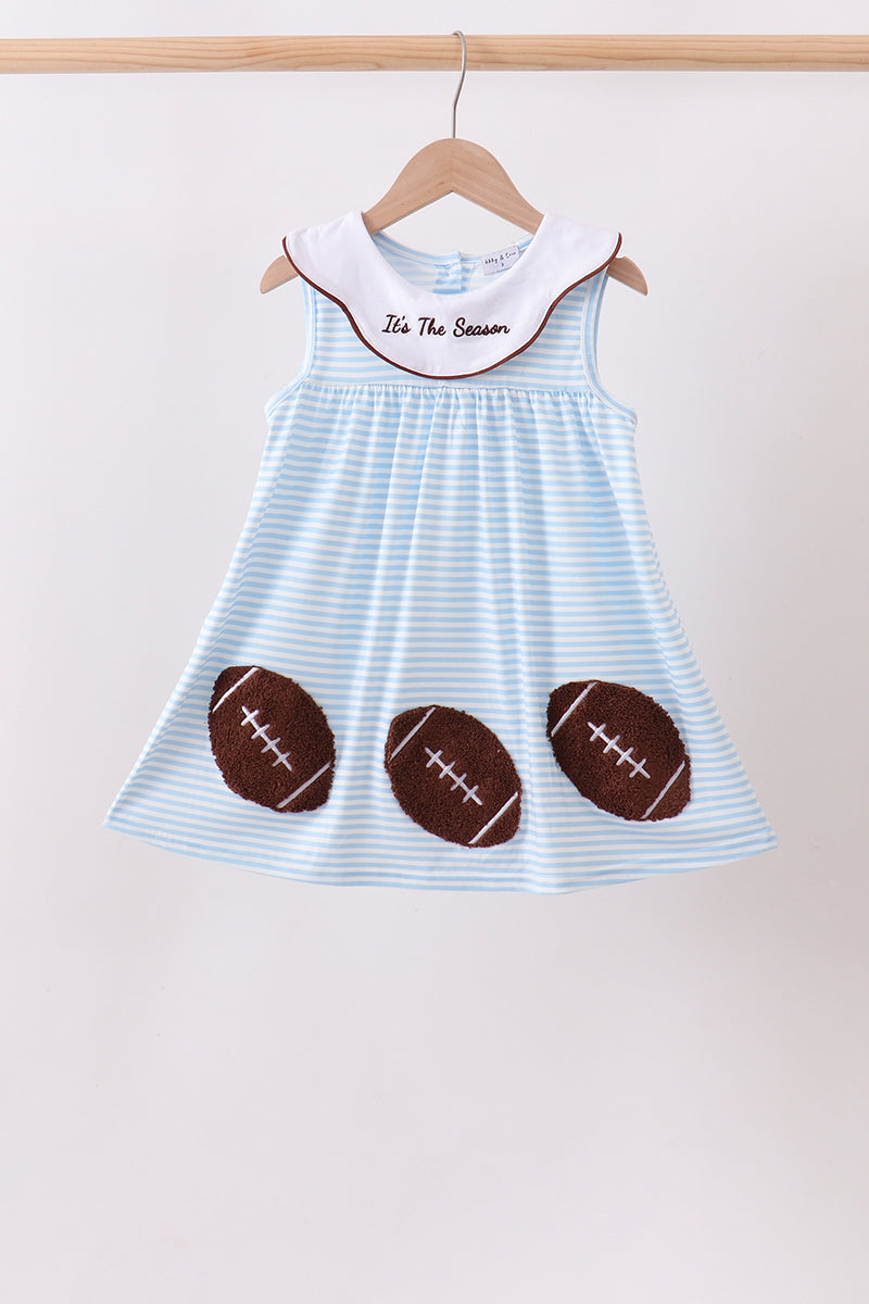 Blue Stripe Football French Knot Dress