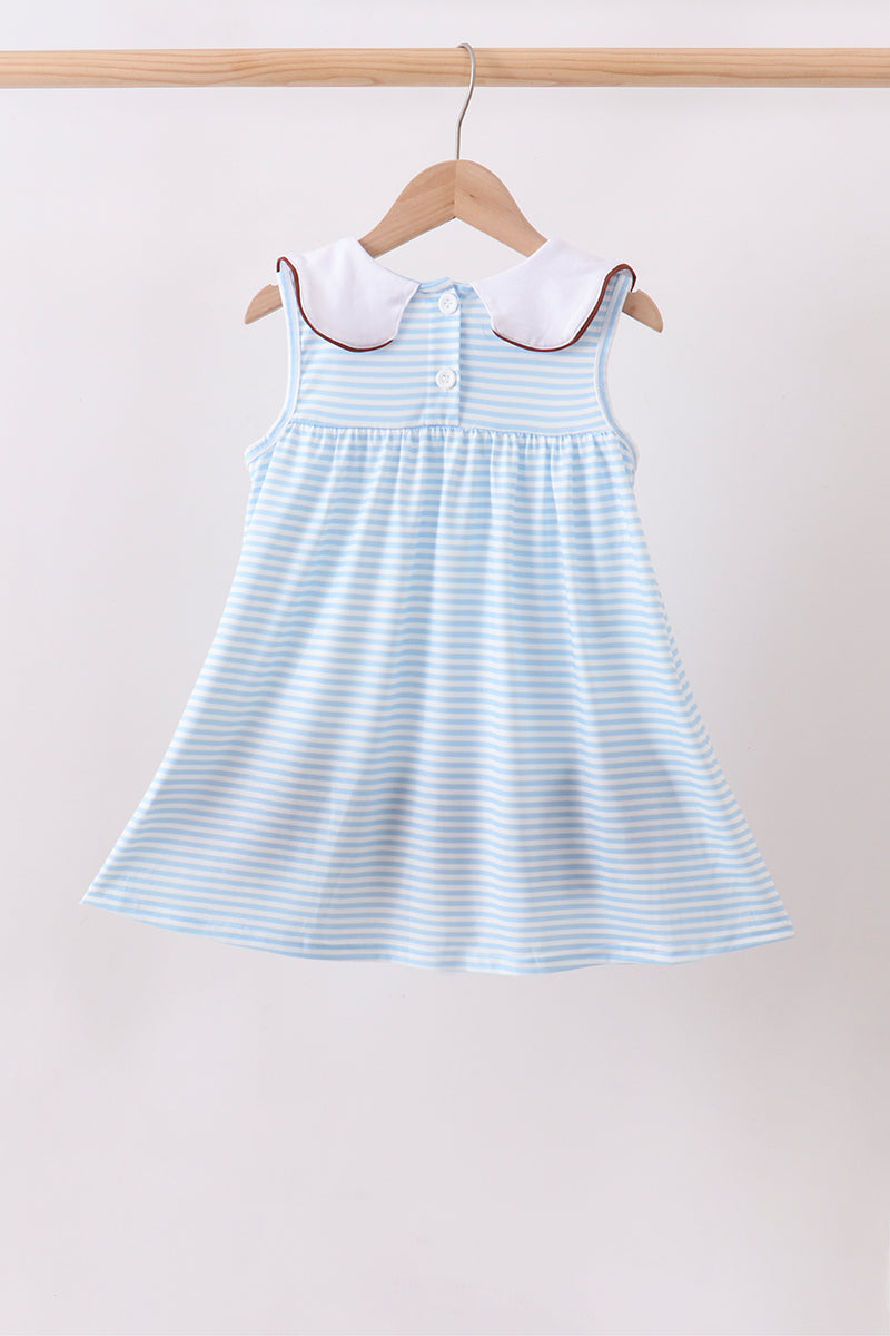 Blue Stripe Football French Knot Dress