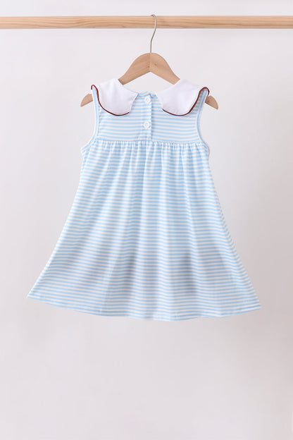Blue Stripe Football French Knot Dress
