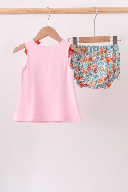 Pink Jack-O-Lantern Applique Bloomer Set