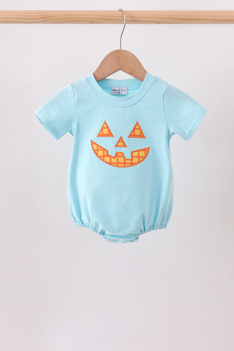 Blue Jack-O-Lantern Applique Bubble
