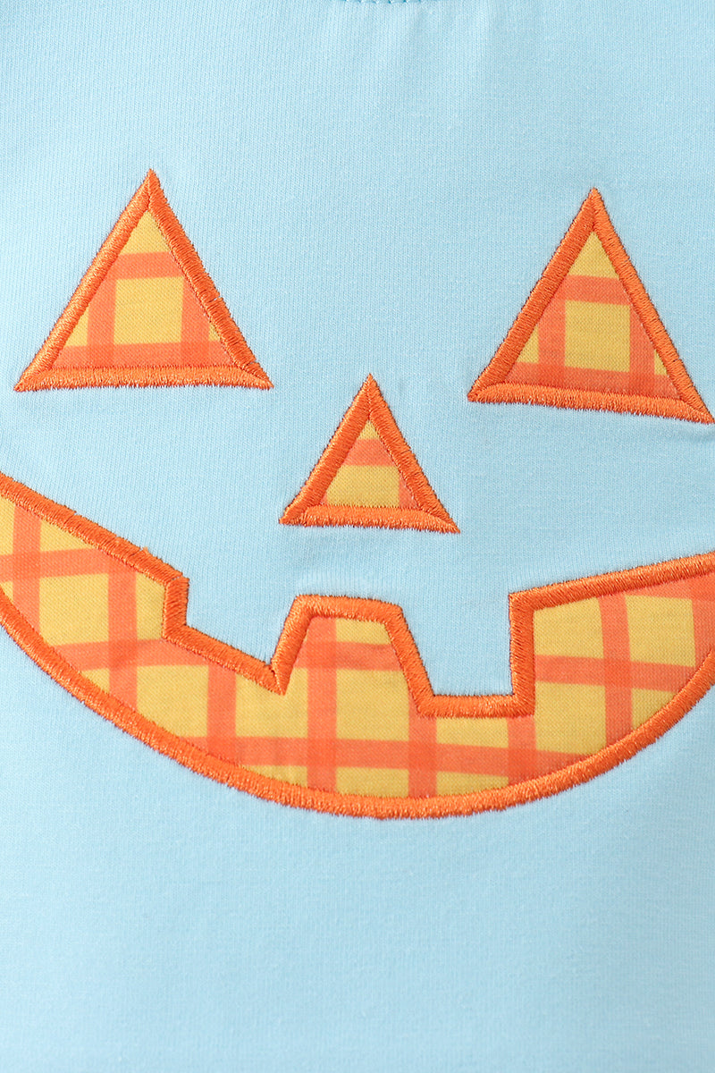 Blue Jack-O-Lantern Applique Bubble