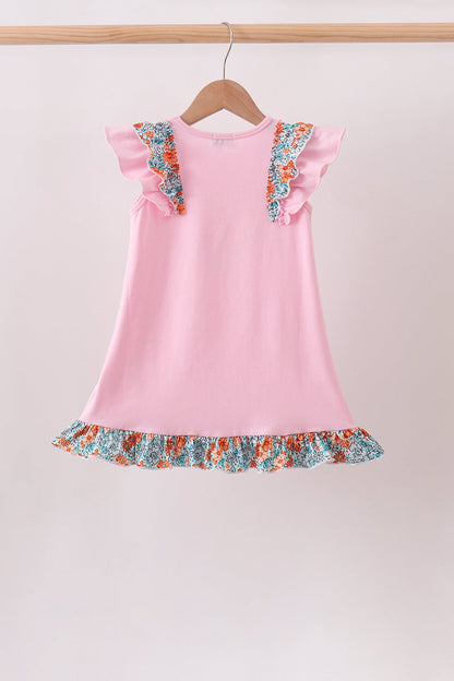 Pink Jack-O-Lantern Applique Ruffle Dress