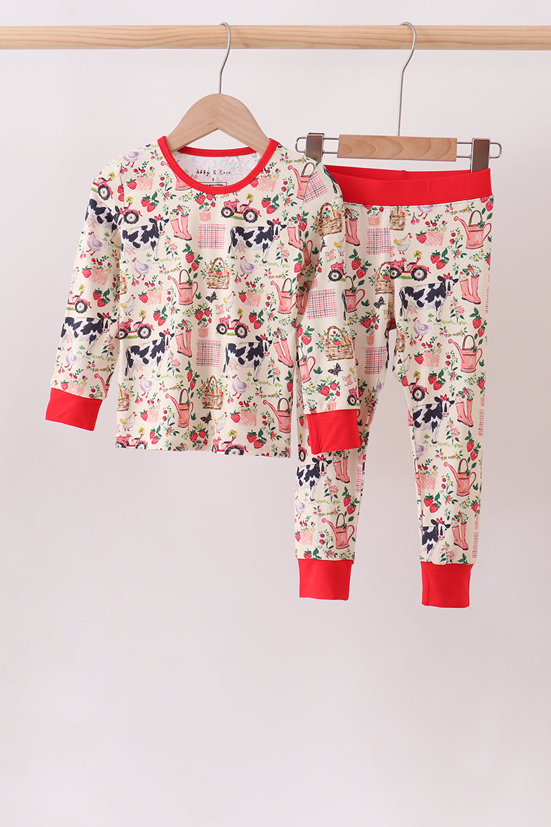 Maroon Farmland Pajama Pants Set