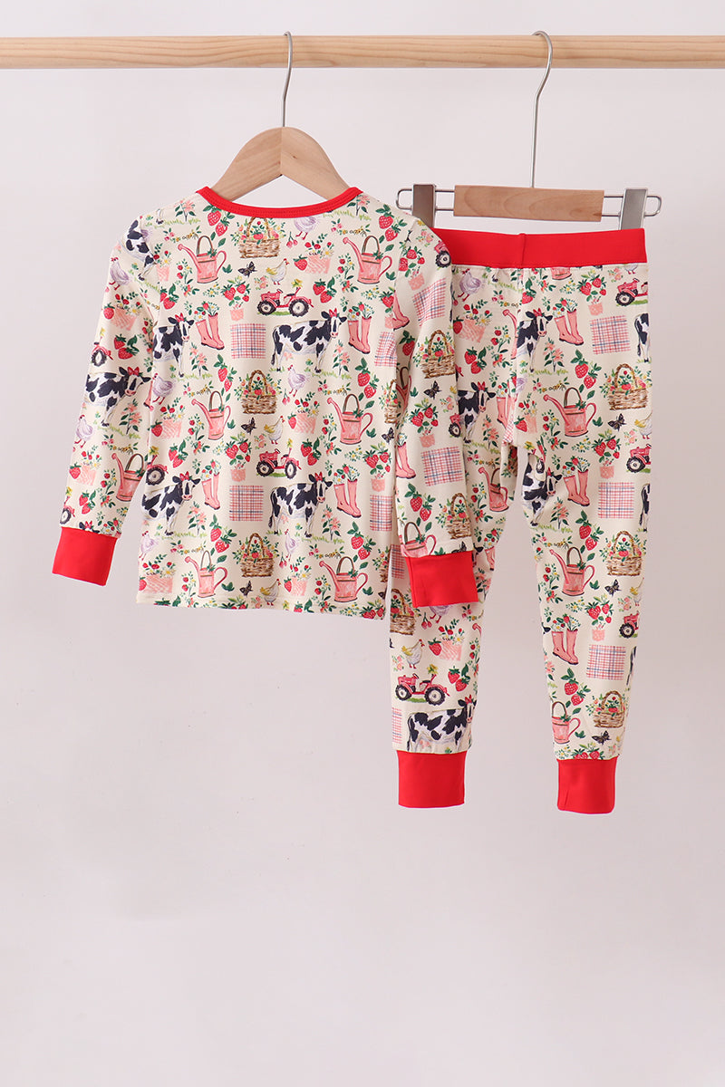 Maroon Farmland Pajama Pants Set