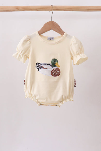 Brown Mallard Applique Ruffle Bubble