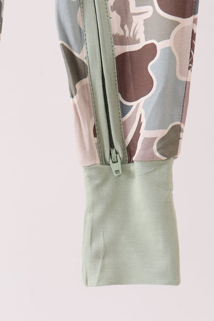 Camouflage Hunting Bamboo Zipper Romper