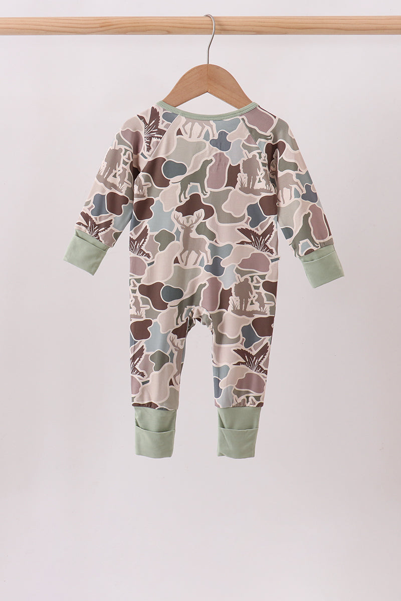 Camouflage Hunting Bamboo Zipper Romper