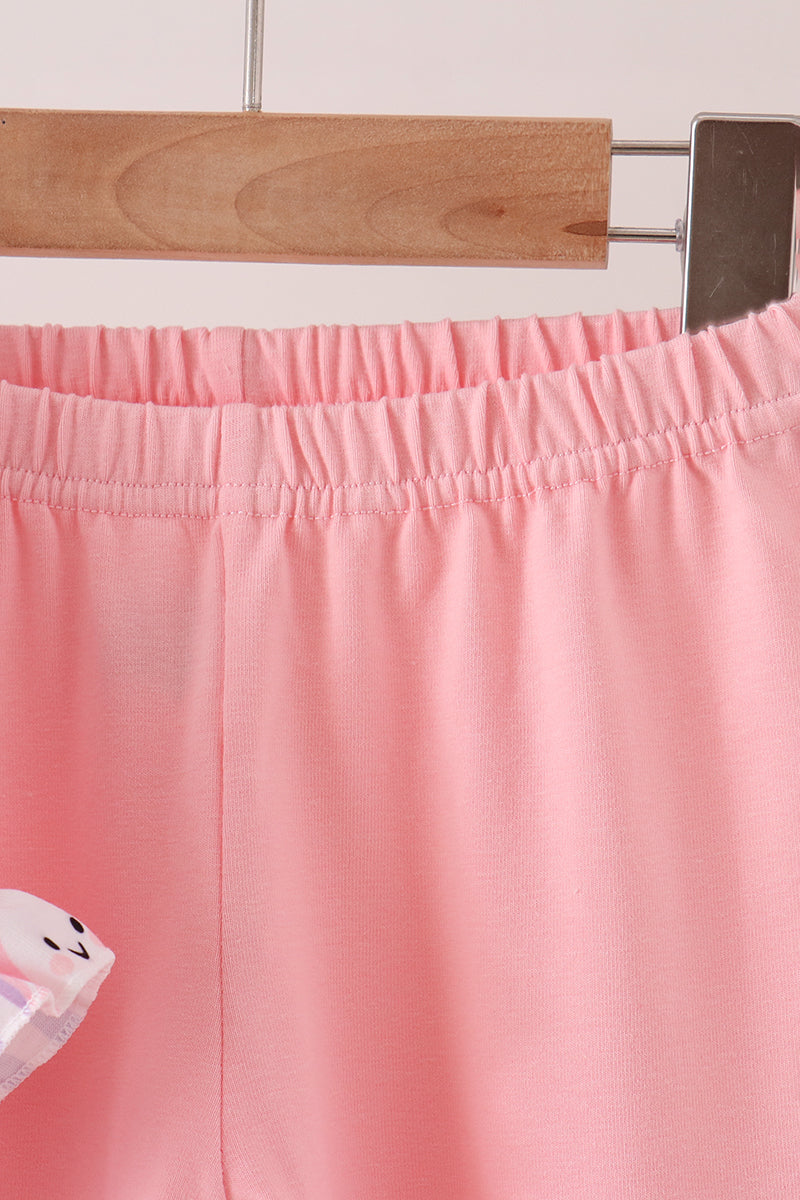 Purple Ghost Smocked Ruffle Pants Set