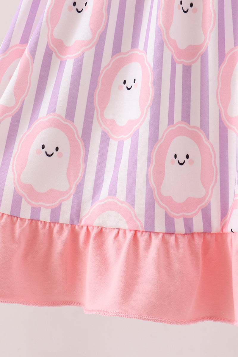 Purple Ghost Smocked Ruffle Dress