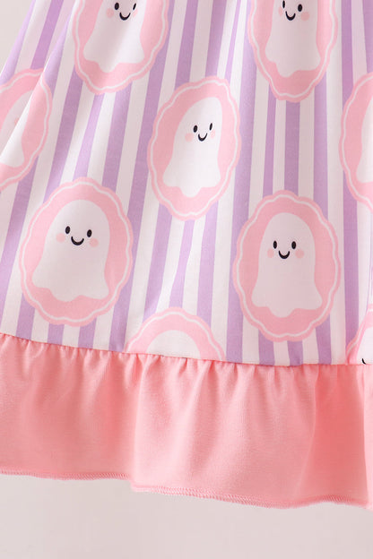 Purple Ghost Smocked Ruffle Dress