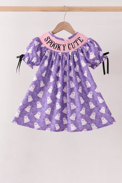 Purple Spooky Cute Smocked Dress