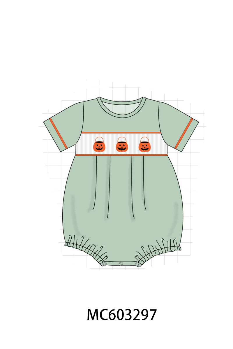 Green Pumpkin Smocked Bubble