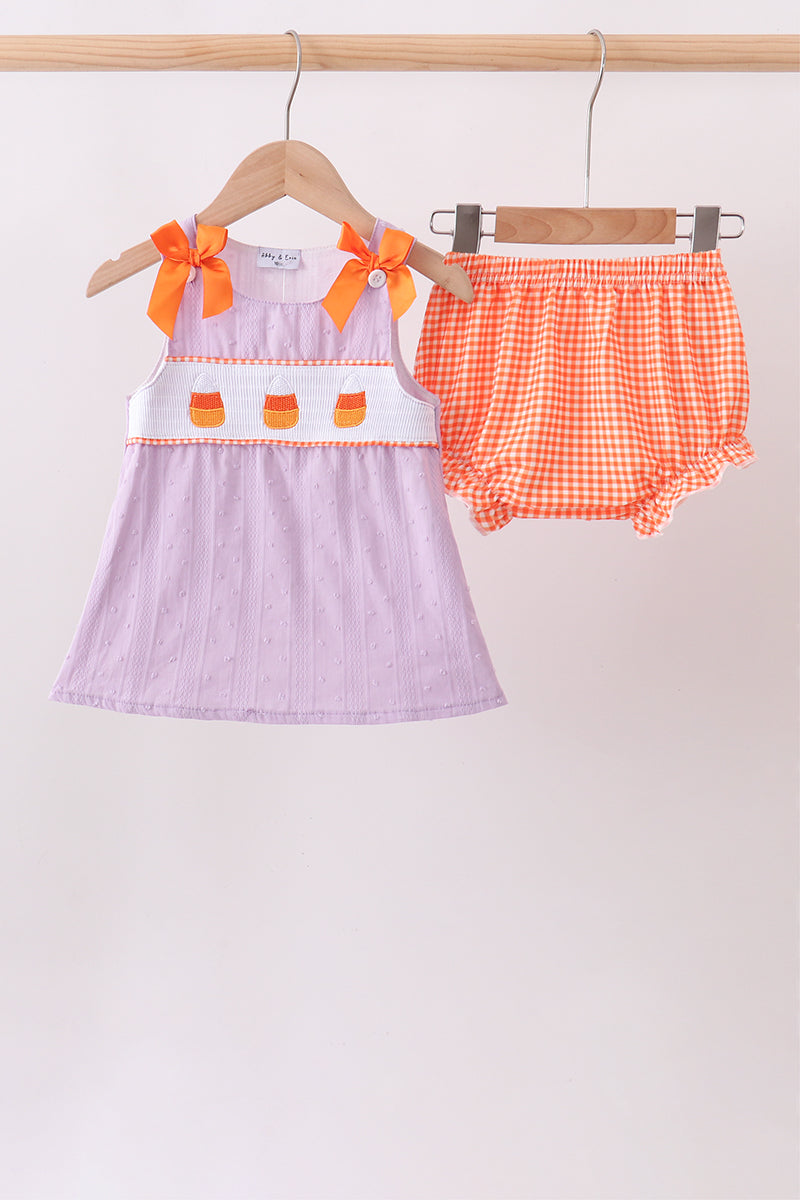 Purple Candy Smocked Bloomer Set