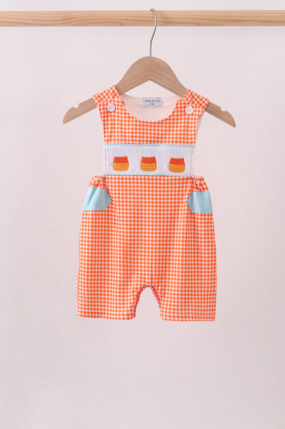 Orange Candy Smocked Gingham Jon Jon