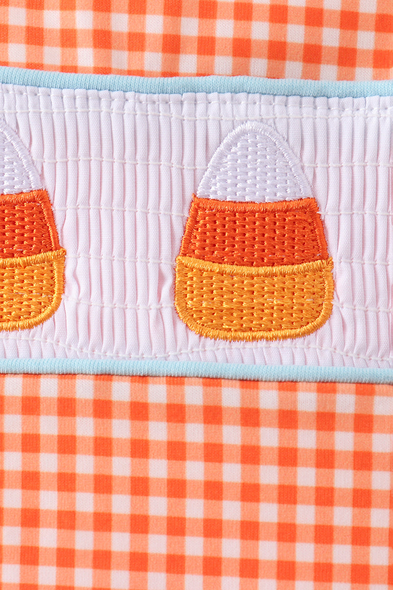 Orange Candy Smocked Gingham Jon Jon