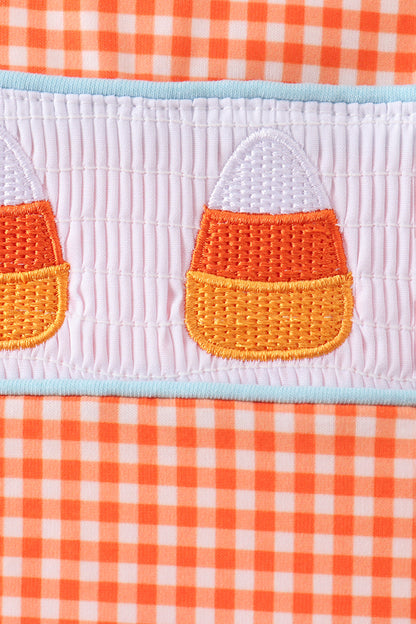 Orange Candy Smocked Gingham Jon Jon