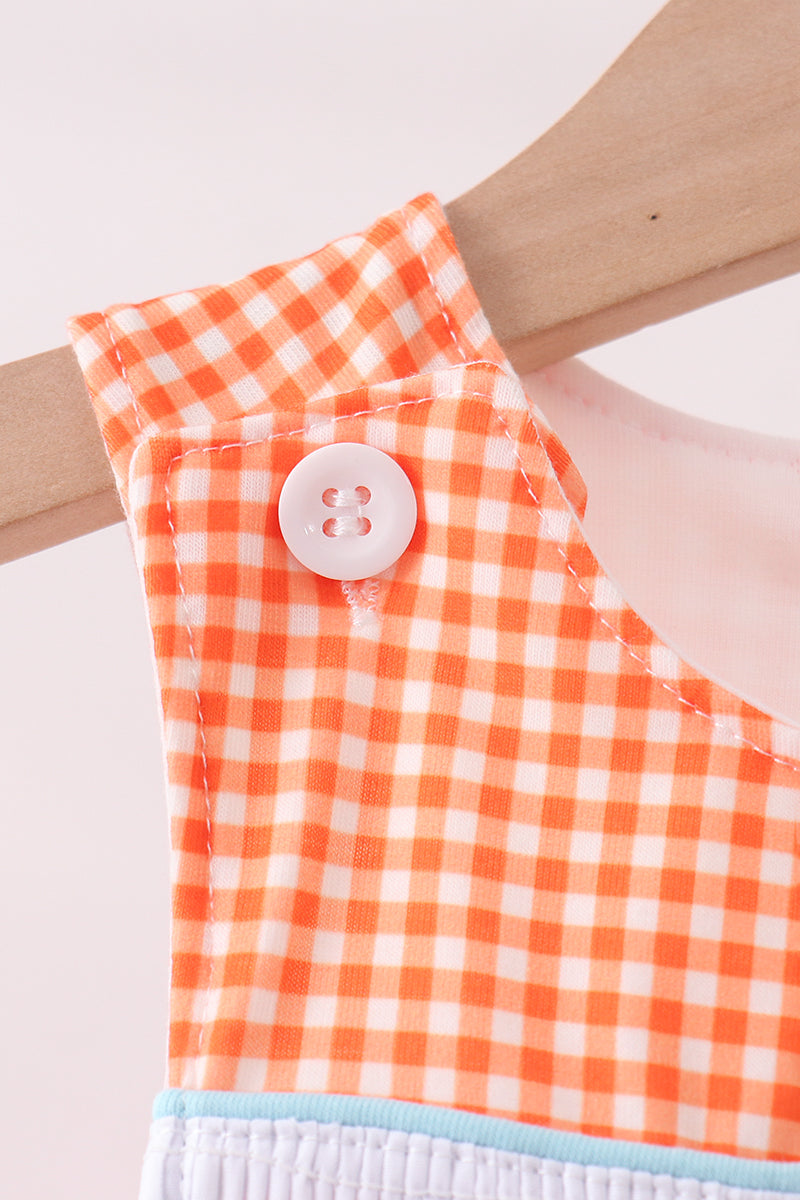 Orange Candy Smocked Gingham Jon Jon