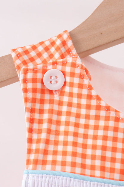 Orange Candy Smocked Gingham Jon Jon