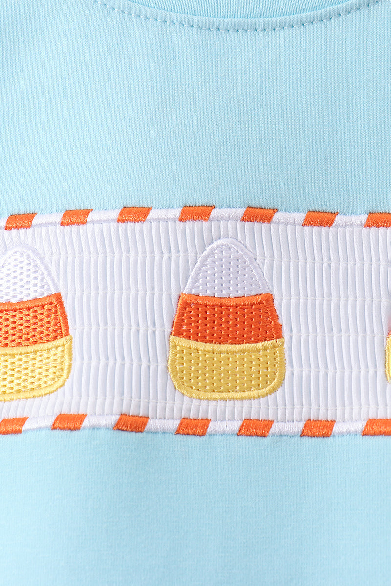 Blue Candy Smocked Gingham Shorts Set