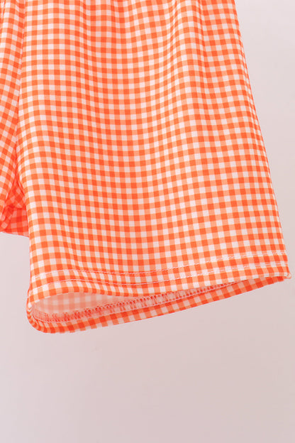 Blue Candy Smocked Gingham Shorts Set