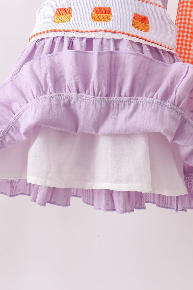 Purple Candy Smocked Ruffle Shorts Set