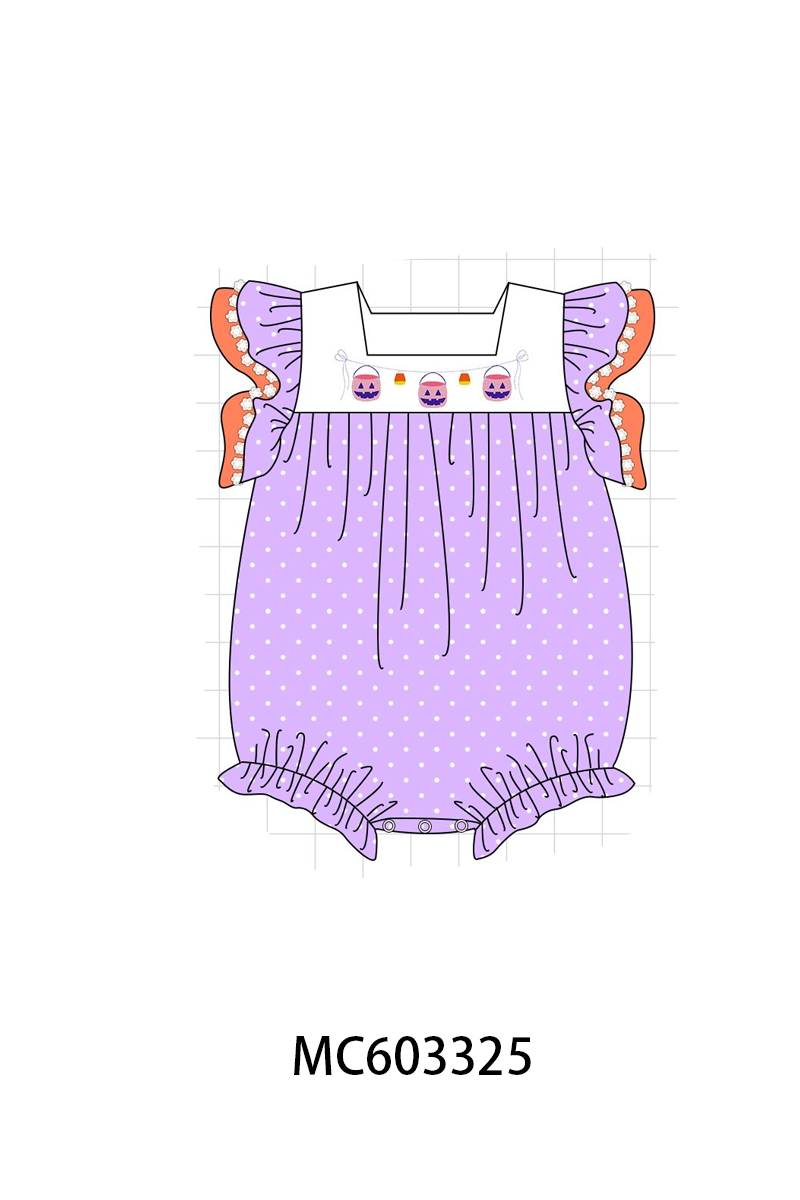 Purple Bucket Candy Embroidery Ruffle Bubble