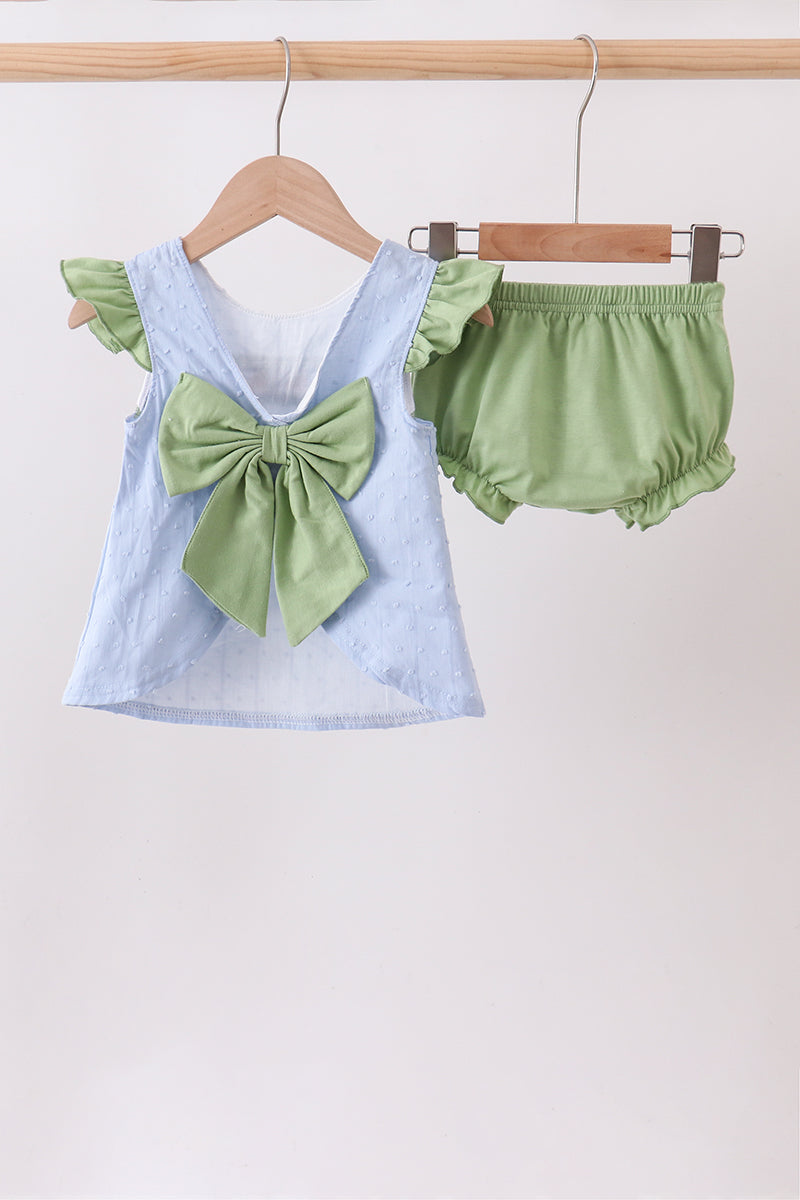 Blue Pumpkin Embroidery jacquard Ruffle Bloomer Set