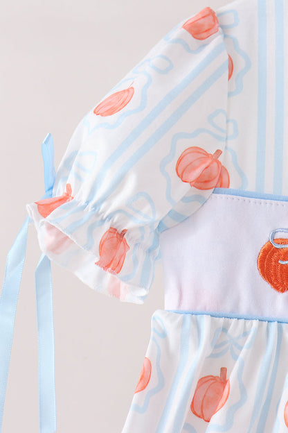 Blue Pumpkin Embroidery Ruffle Dress