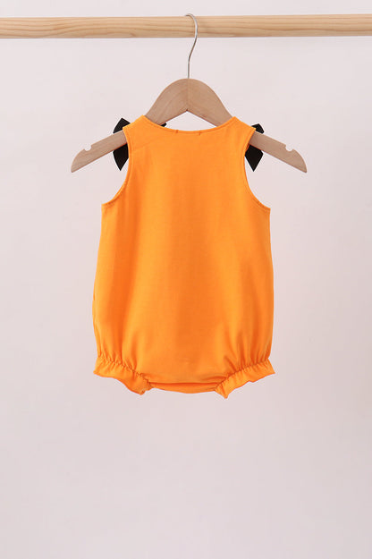 Orange Jack-O-Lantern  Applique Bow Bubble