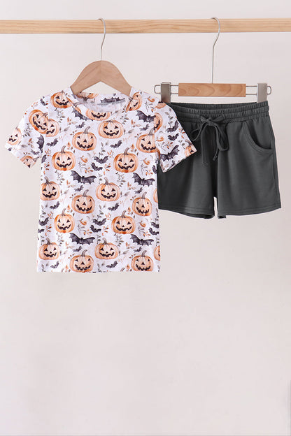 Gray Pumpkin Shorts Set