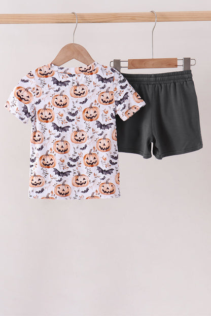 Gray Pumpkin Shorts Set