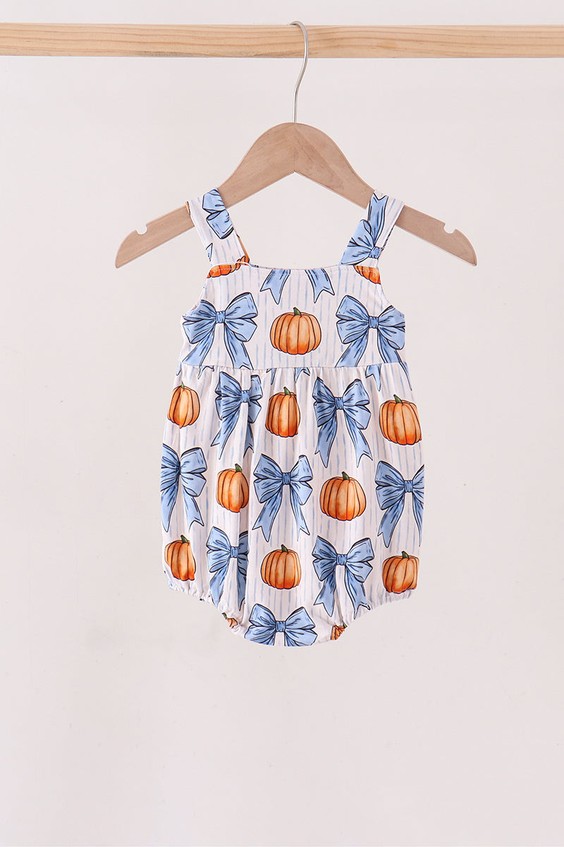 Blue Pumpkin Bow Bamboo Bubble