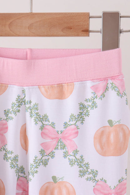 Pink Pumpkin Bow Bmaboo Pants Set