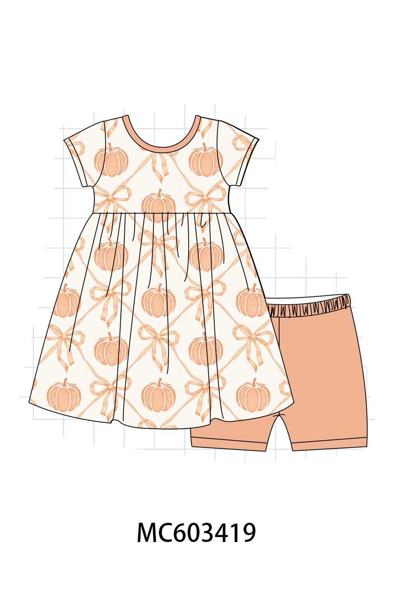 Coral Pumpkin Bow Bamboo Set