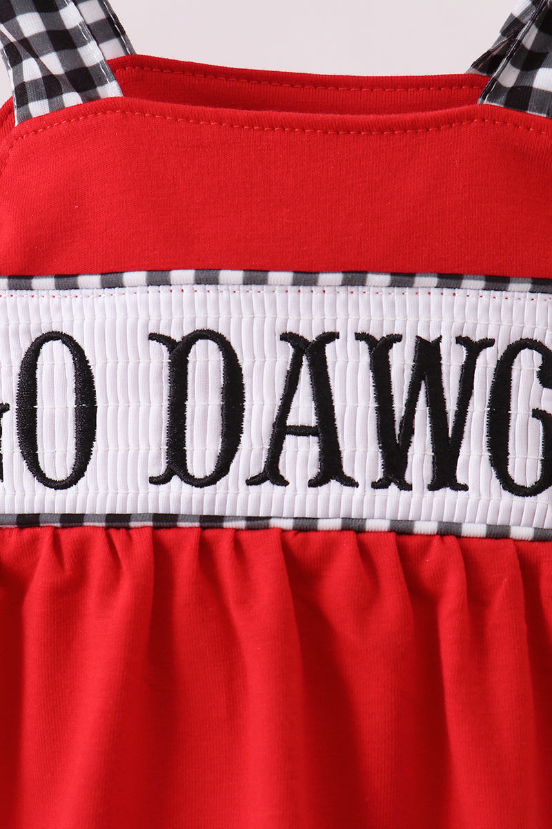 Red Georgia Go Dawgs Smocked Bubble