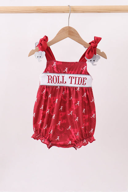 Maroon Alabama Roll Tide Smocked Bubble