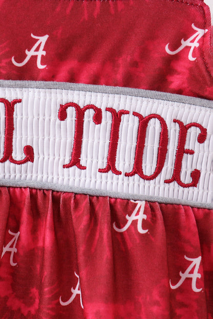 Maroon Alabama Roll Tide Smocked Bubble