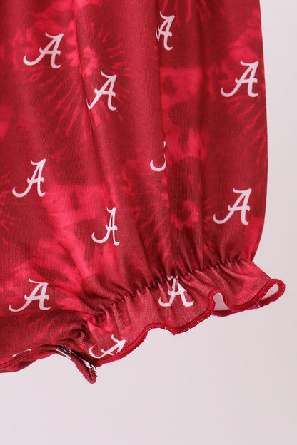 Maroon Alabama Roll Tide Smocked Bubble