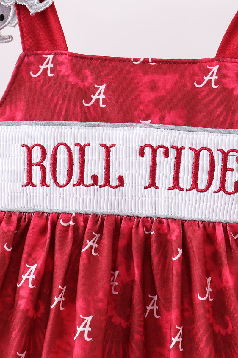 Maroon Alabama Roll Tide Smocked Ruffle Shorts Set