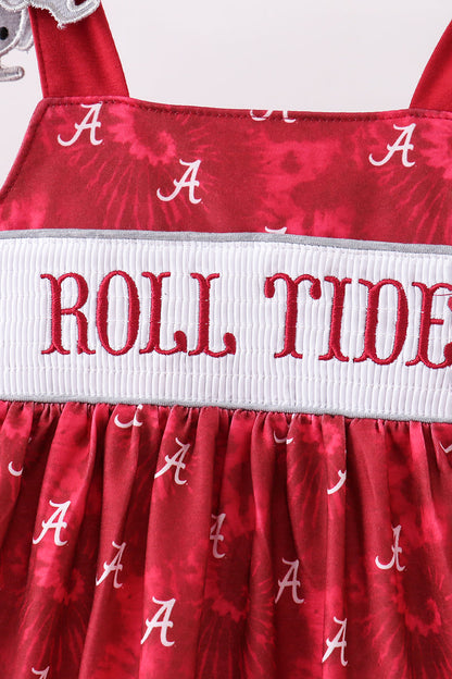 Maroon Alabama Roll Tide Smocked Ruffle Shorts Set