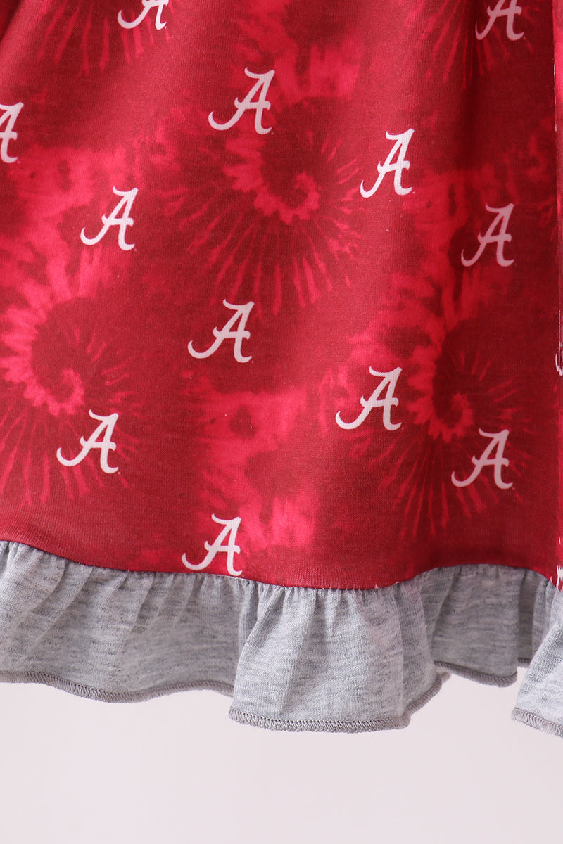 Maroon Alabama Roll Tide Smocked Ruffle Dress