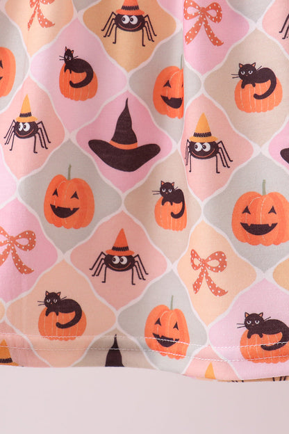 Pumpkin spider bow shorts set