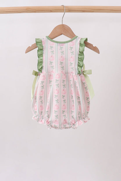 Sage Pumpkin Bow Embroidery Ruffle Bubble