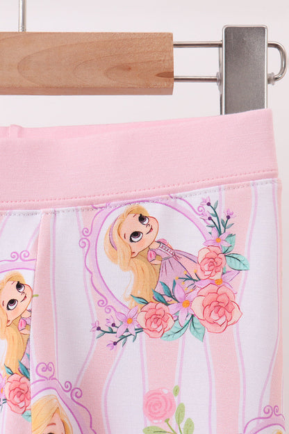 Pink princess stripe bamboo pajama set