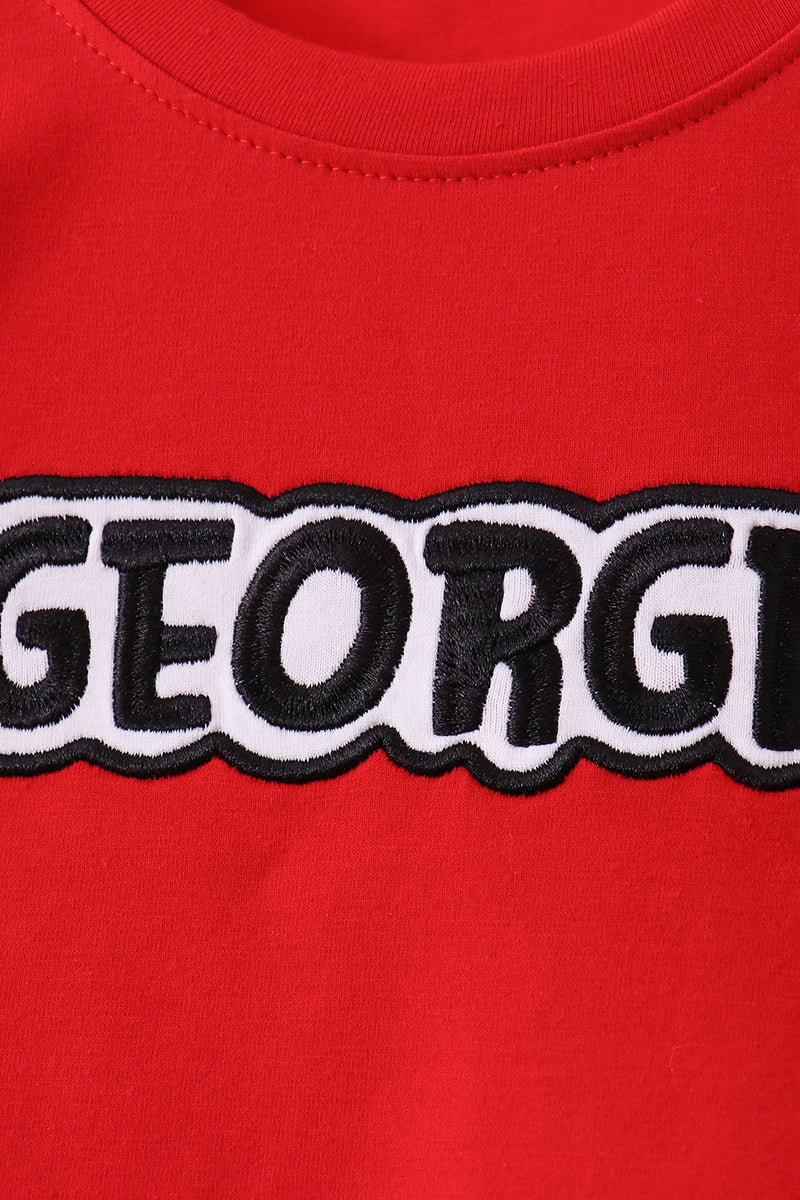 Red Georgia Embroidery Pants Set