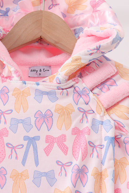Pink Bow Fleece Hoodie Jacket