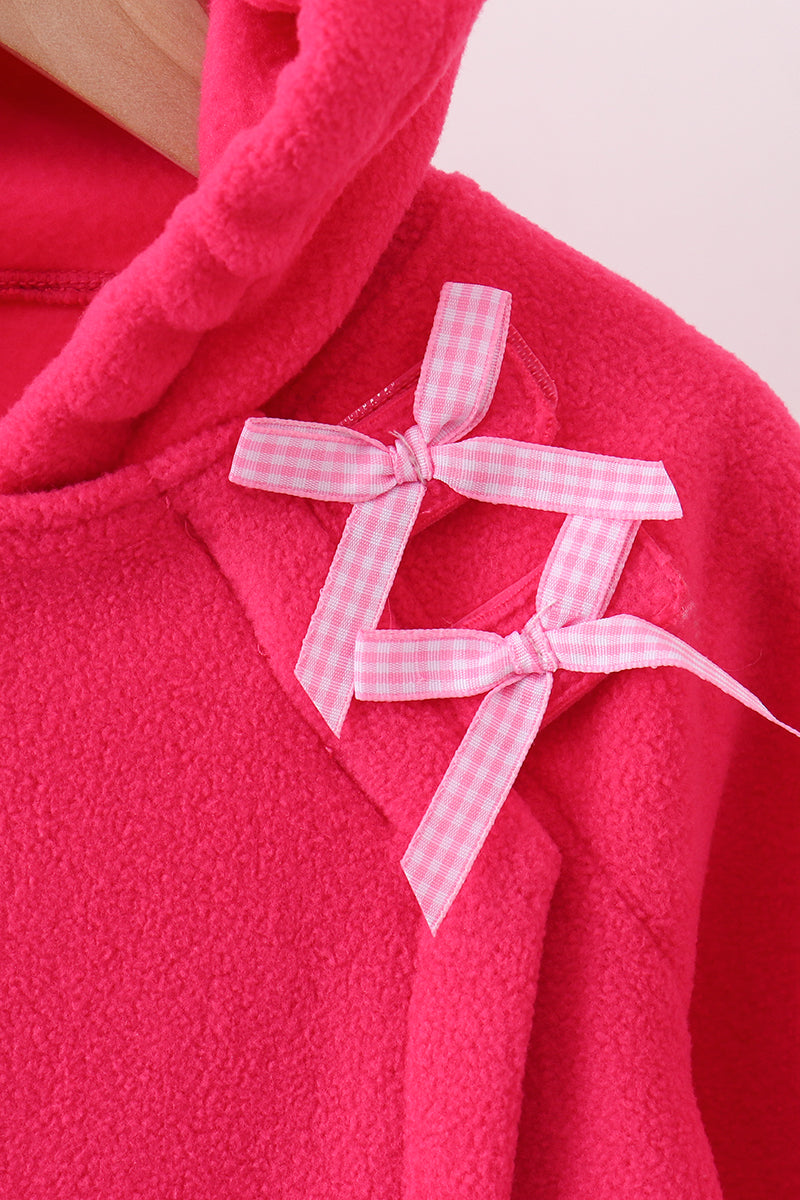 Magenta Fleece Bow Coat