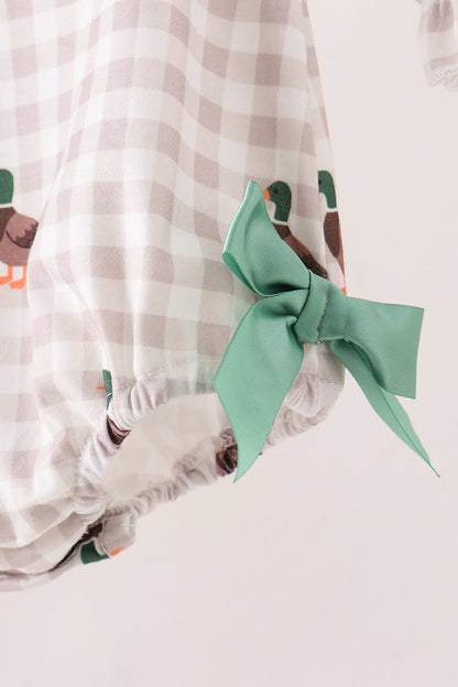 Green Duck Ruffle Gingham Bubble