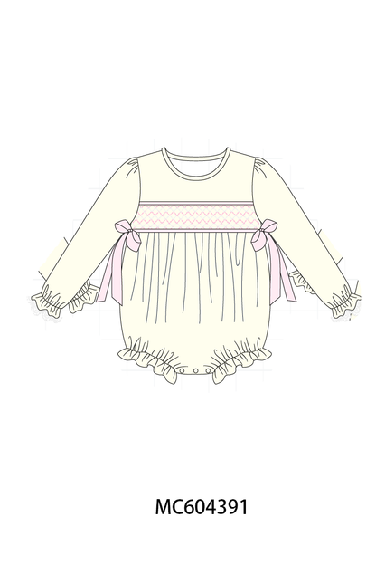 Cream smocked bow bubble